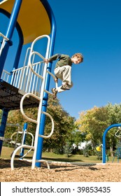 Daring Boy Leaps From Play Structure