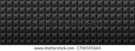 Dark acoustic foam panel background, recording studio banner, sound proofing texture