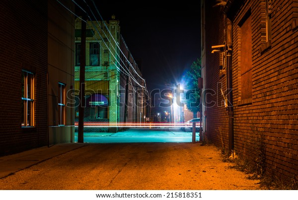 Dark Alley Light Trails Hanover Pennsylvania Stock Photo (Edit Now ...