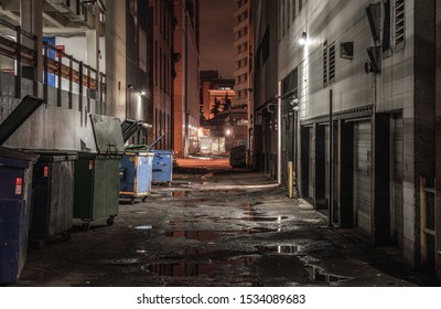 Dark alley at night Edmonton  - Powered by Shutterstock