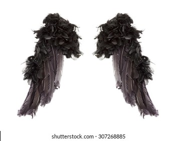 Dark Angel Wings On White Background