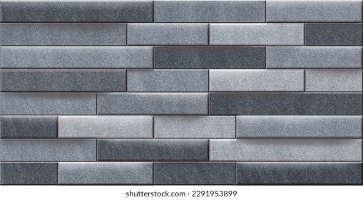 dark Azul grey exterior stone wall cladding, ceramic elevation wall tiles, natural stones, strips liner decor interior and exterior, natural light and shadow effect, backdrop blank space 