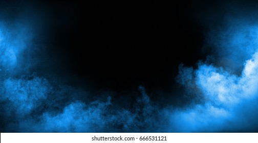 Dark background full of dense, white smoke - Shutterstock ID 666531121