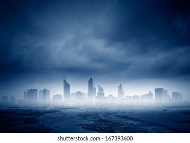 Dark Background Image Of Modern City Scene