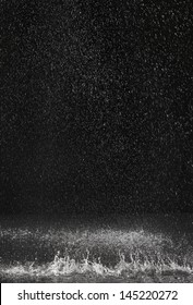 Dark Background Shot Of Rain Falling