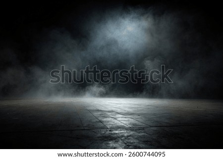 dark background with white smoke, empty stage, empty space
