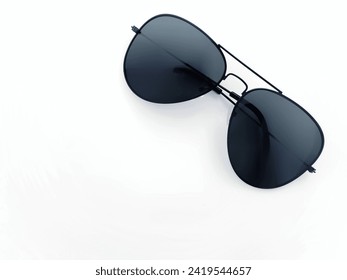 dark black aviator sunglasses isolated on white 