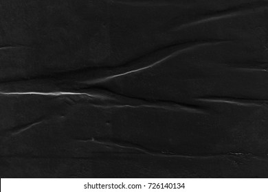 Dark Black Paper Background Creased Crumpled Stock Photo 726140134 