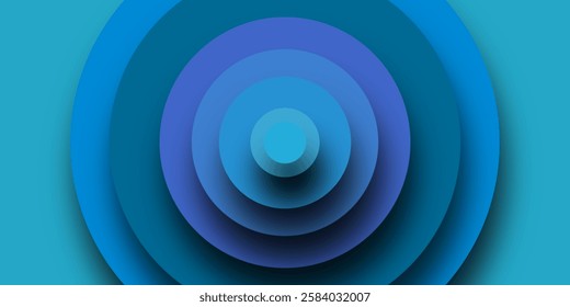 Dark blue abstract background with geometric shape graphic. Trendy gradient circle shapes composition. Abstract blue 3d circle with shadow shape layer background.	