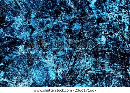 Dark blue background. Blue paint black cracks background. Scratched lines texture. Distressed grunge texture. Peel paint crack. Weathered rustic surface. Dry paint backdrop. Dirty texture.