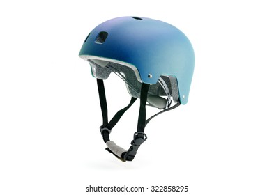 Dark Blue Bike Helmet Isolated On White Background