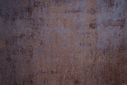   Dark Blue Brown Grunge Texture. Old Rusty Painted Metal Surface. Rust Background With Space For Design.                             