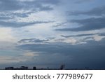 dark blue cloud with white light sky background and city light midnight evening time