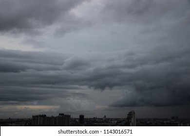 dark blue cloud with white light sky background and city light midnight evening time