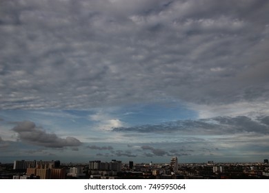 dark blue cloud with white light sky background and city light midnight evening time