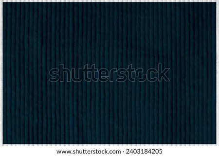 dark blue corduroy fabric texture used as background. Emerald color panne fabric background of soft and smooth textile material. cloth, velvet, grooves luxury navy tone for silk.	