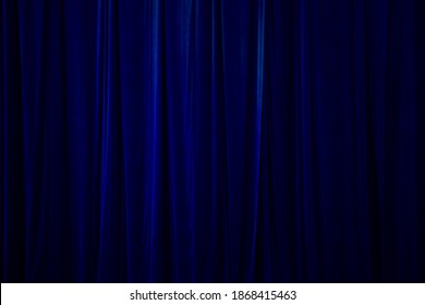 Dark Blue Curtain As Background