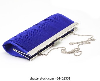 Dark Blue Female Clutch  Bag On A White Background