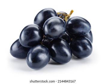 Dark blue grape isolated. Fresh black grape on white background. Clipping path. Full depth of field.