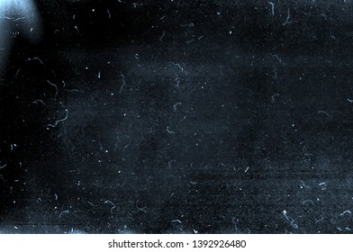 Dark Blue Grunge Scratched Background, Old Film Effect, Distressed Scary Dusty Texture