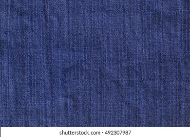 It Is Dark Blue Linen For Pattern And Background.