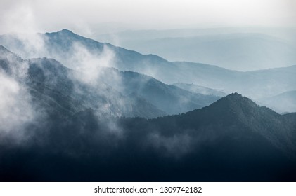 Dark Blue Mountain Range Different Layers Stock Photo 1309742182 ...