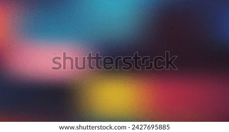 Dark blue orange red abstract grainy poster background vibrant color wave dark noise texture cover header design