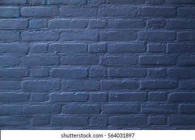 Dark Blue Painted Horizontal Part Of Brick Wall