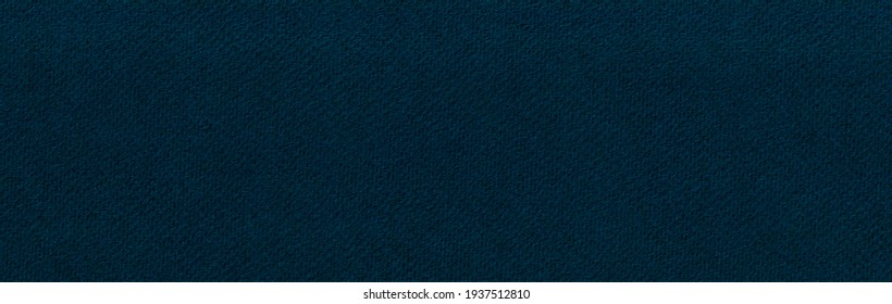 Dark Blue Paper Background. Narrow Horizontal Photo In Deep Cobalt Color. Textured Surface Template For Banner, Poster