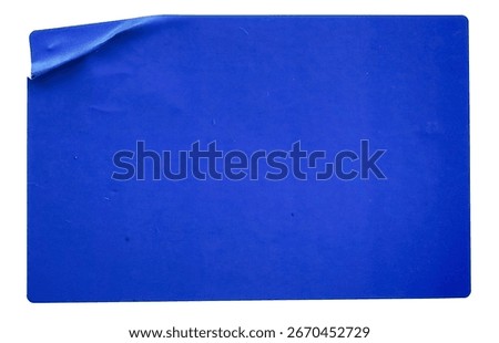 Dark blue rectangular paper sticker label isolated on white.
