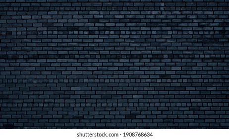Dark blue retro grunge background. Brick wall texture. Old shabby brickwork