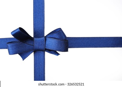 Dark Blue Ribbon Bow Isolated On White