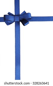 Dark Blue Ribbon Bow Isolated On White