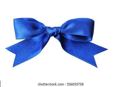 Dark Blue Ribbon Bow Isolated On White