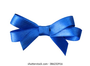 Dark Blue Ribbon Bow Isolated On White