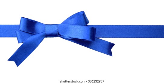 Dark Blue Ribbon Bow Isolated On White