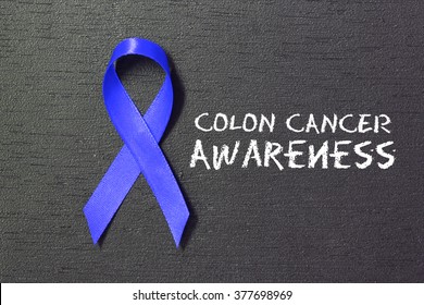 Dark Blue Ribbon. Colon Cancer Awareness. Healthcare And Medicine Concept.