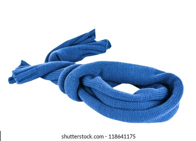 Dark Blue Scarf Isolated On White Background