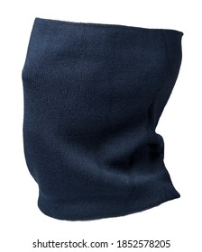 Dark Blue Scarf Wind Mask Isolated On White Background. Wool Scarf .