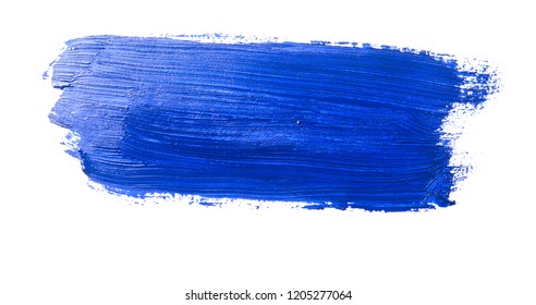 Dark Blue Stroke Of The Paint Brush On White Paper