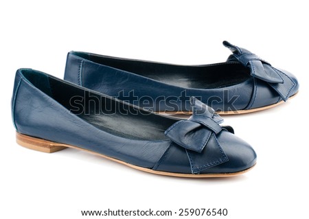 Dark blue women shoes isolated on white background.