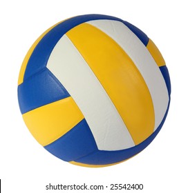 dark blue, yellow Volley-ball ball on a white background