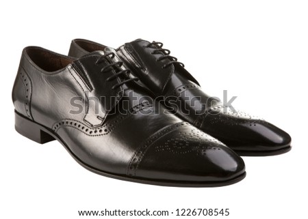 dark brown fashionable men's shoes, classic shoes, on a white background