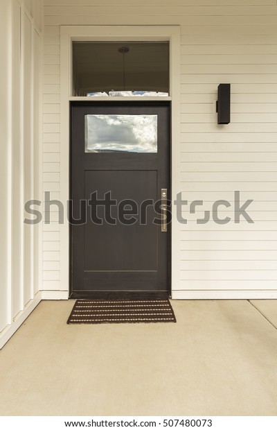 Dark Brown Front Door Door Mat Stock Photo Edit Now 507480073