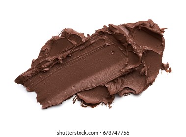 Dark Brown Makeup Smears Of Creamy Foundation Isolated On White Background.
Dark Brown Creamy Foundation Texture Isolated On White Background