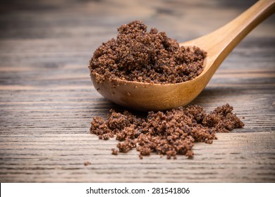 Dark Brown Muscovado Sugar In A Spoon