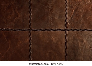 Dark brown real leather patchwork