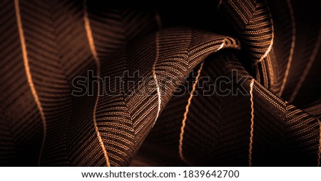 dark brown silk fabric with a thin white stripe, textured pattern, composite textile, noble fabric