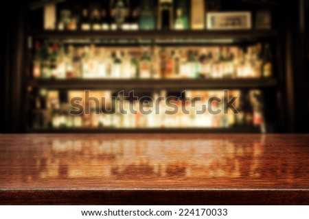 dark brown top of bar and free space for your glass 