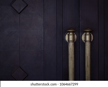 Dark Brown Wood Door With Gold Handle